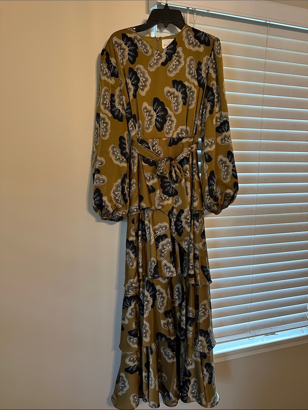 Dainty Jewells Mustard Floral Tiered Maxi Dress with Belt